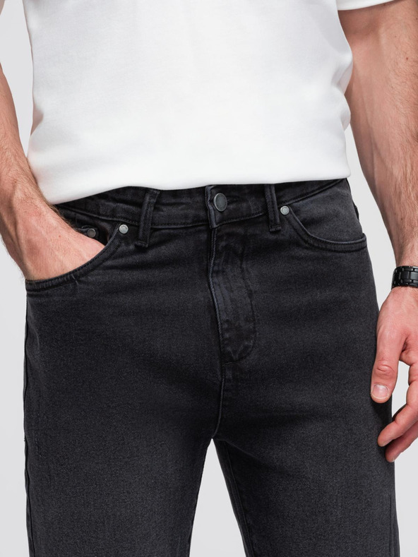 Ombre Clothing Muške džins jogger hlače s klasičnim razporkom - crne V3 OM-PADJ-0265 Ombre Clothing