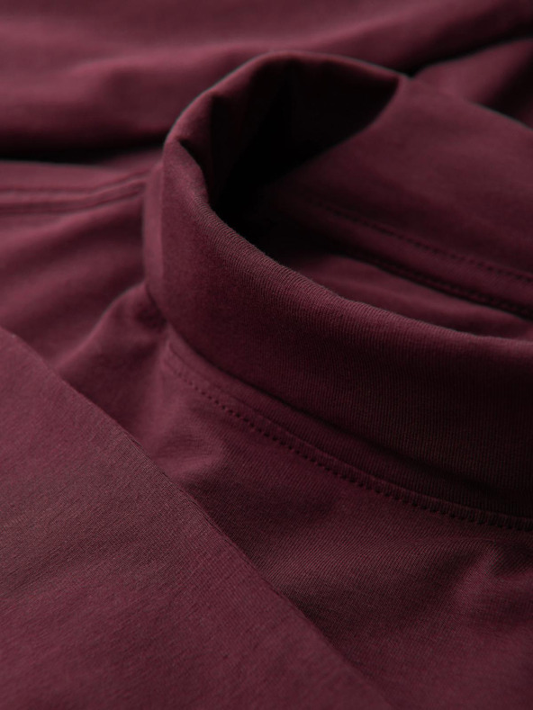Ombre Clothing Muški gladak rol vrat s dugim rukavima - burgundska V6 OM-LSCL-0130 Ombre Clothing