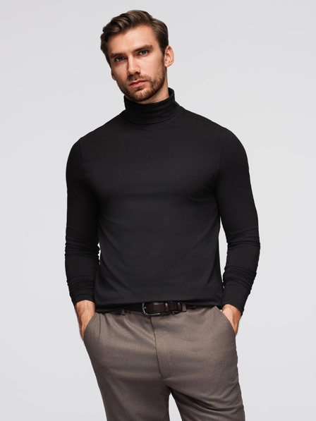 Ombre Clothing Muški rol vrat s dugim rukavima - crna V1 OM-LSCL-0130 Ombre Clothing