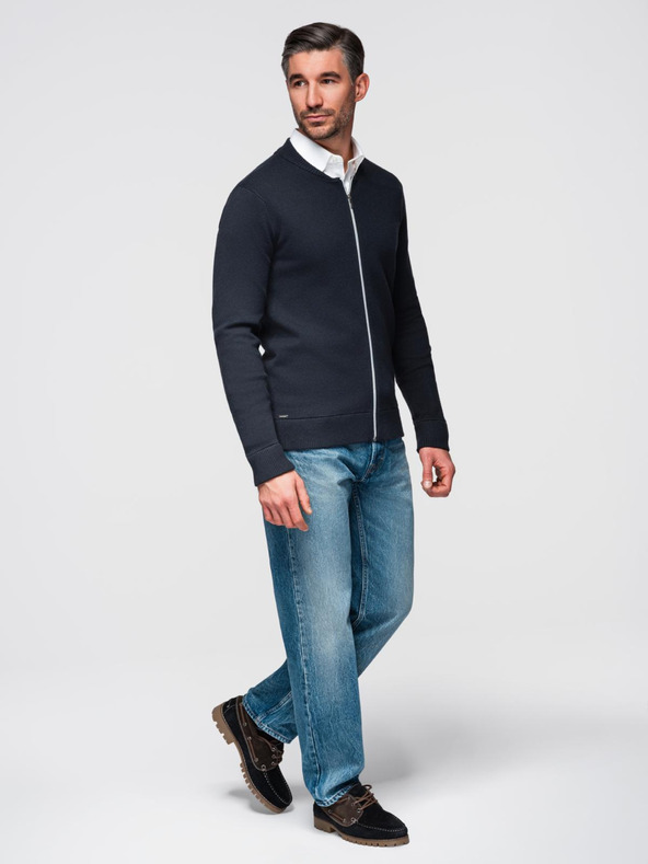 Ombre Clothing Muški pulover na zip - tamno plava V1 OM-SWZS-0146 Ombre Clothing