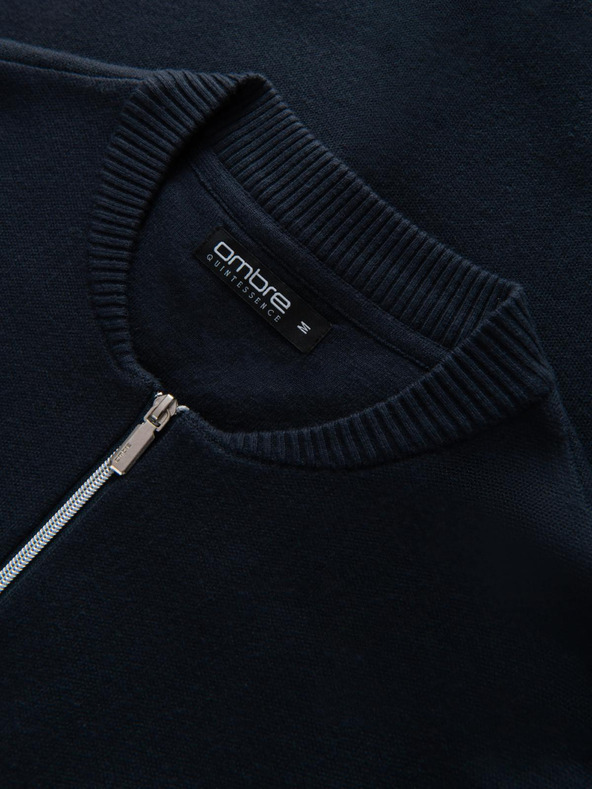 Ombre Clothing Muški pulover na zip - tamno plava V1 OM-SWZS-0146 Ombre Clothing