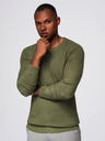 Ombre Clothing Muški strukturirani pulover s okruglim izrezom - maslinasto zelena V1 OM-SWSW-0181 Ombre Clothing