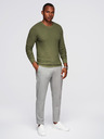 Ombre Clothing Muški strukturirani pulover s okruglim izrezom - maslinasto zelena V1 OM-SWSW-0181 Ombre Clothing
