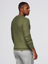 Ombre Clothing Muški strukturirani pulover s okruglim izrezom - maslinasto zelena V1 OM-SWSW-0181 Ombre Clothing