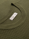 Ombre Clothing Muški strukturirani pulover s okruglim izrezom - maslinasto zelena V1 OM-SWSW-0181 Ombre Clothing