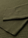 Ombre Clothing Muški strukturirani pulover s okruglim izrezom - maslinasto zelena V1 OM-SWSW-0181 Ombre Clothing