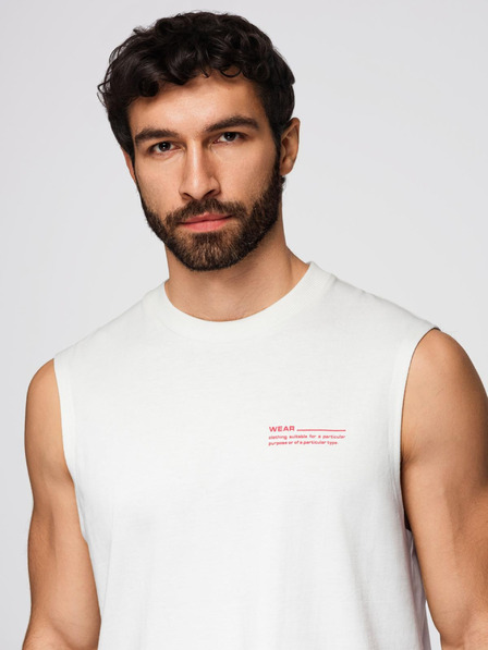 Ombre Clothing Muška pamučna majica bez rukava TANK TOP - bijela V1 OM-TSTT-0243 Ombre Clothing