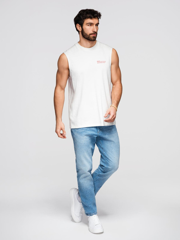 Ombre Clothing Muška pamučna majica bez rukava TANK TOP - bijela V1 OM-TSTT-0243 Ombre Clothing