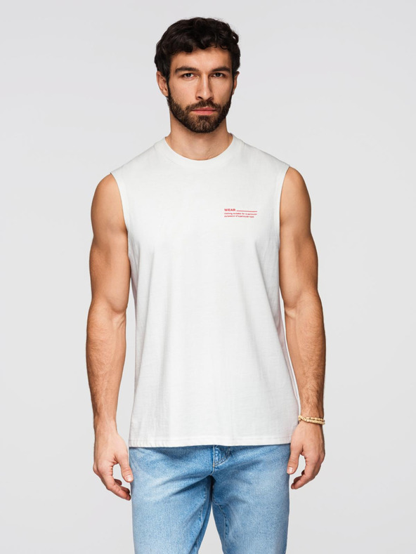 Ombre Clothing Muška pamučna majica bez rukava TANK TOP - bijela V1 OM-TSTT-0243 Ombre Clothing