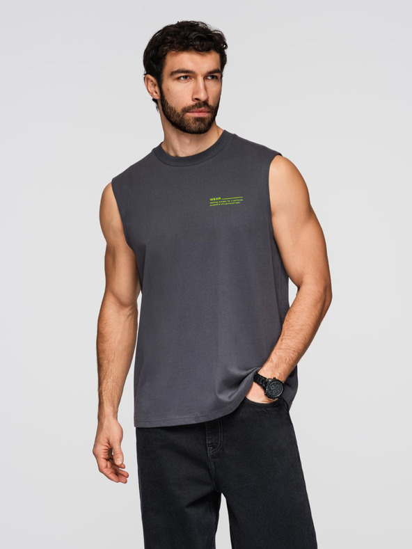 Ombre Clothing Muška pamučna majica bez rukava TANK TOP - grafit V2 OM-TSTT-0243 Ombre Clothing
