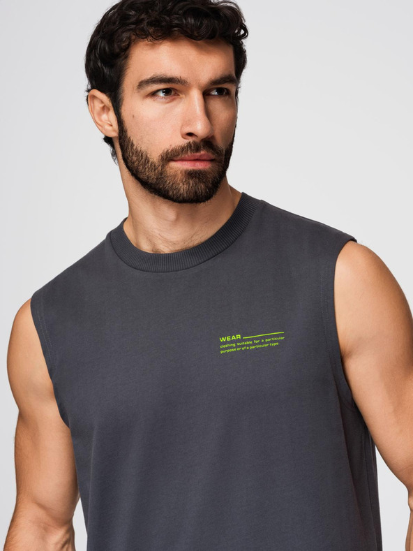 Ombre Clothing Muška pamučna majica bez rukava TANK TOP - grafit V2 OM-TSTT-0243 Ombre Clothing