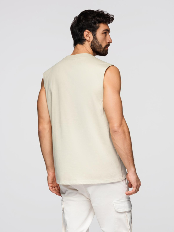 Ombre Clothing Muška pamučna majica TANK TOP bez rukava - kremasta V3 OM-TSTT-0243 Ombre Clothing