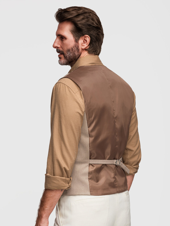 Ombre Clothing Klasična muška prsluka s podstavom - bež V1 V64 Ombre Clothing