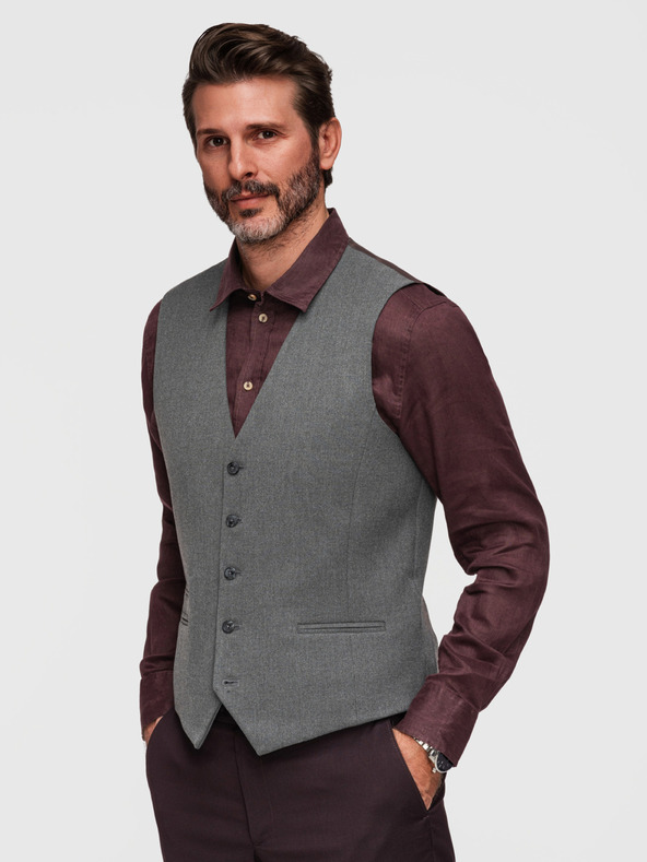 Ombre Clothing Muška klasična odijelna prsluka s podstavom - grafit V3 V64 Ombre Clothing