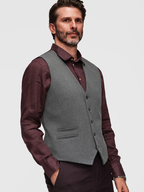 Ombre Clothing Muška klasična odijelna prsluka s podstavom - grafit V3 V64 Ombre Clothing