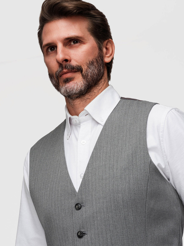 Ombre Clothing Elegantna klasična muška prsluka u obliku riblje kosti SLIM FIT - siva V1 V65 Ombre Clothing