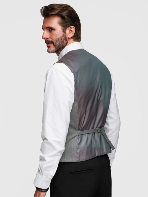 Ombre Clothing Elegantna klasična muška prsluka u obliku riblje kosti SLIM FIT - siva V1 V65 Ombre Clothing