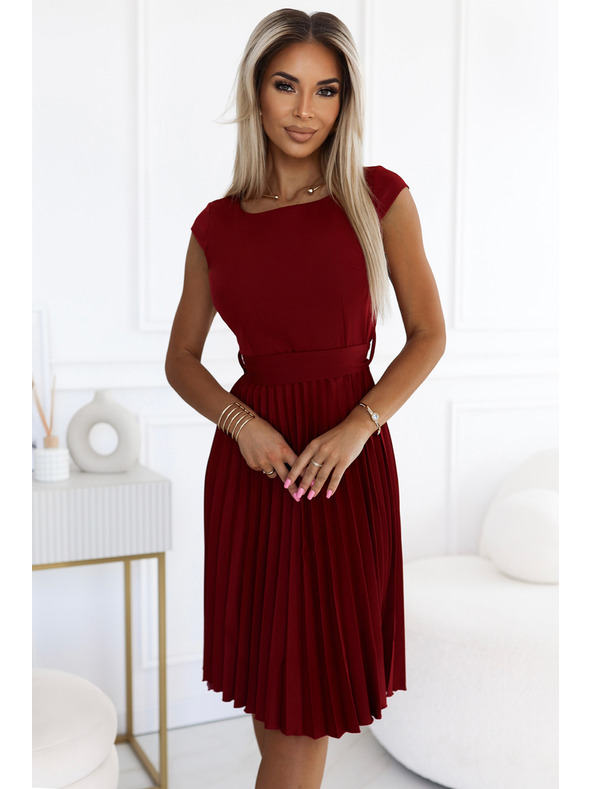 numoco Plisirana haljina kratkih rukava - boja vina Numoco LILA