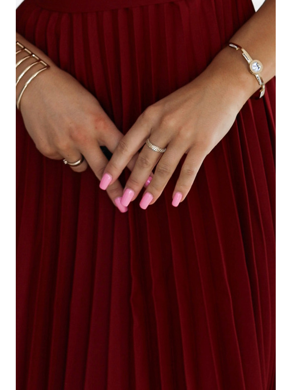 numoco Plisirana haljina kratkih rukava - boja vina Numoco LILA