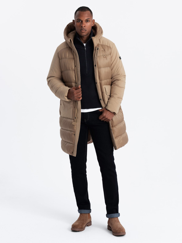 Ombre Clothing Ombre Clothing muška prošivena duga jakna s velikim džepovima