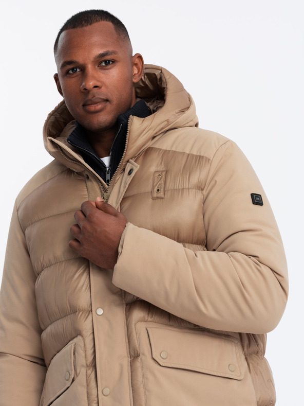 Ombre Clothing Ombre Clothing muška prošivena duga jakna s velikim džepovima