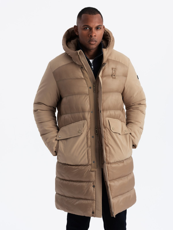Ombre Clothing Ombre Clothing muška prošivena duga jakna s velikim džepovima