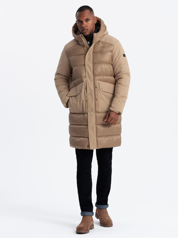 Ombre Clothing Ombre Clothing muška prošivena duga jakna s velikim džepovima