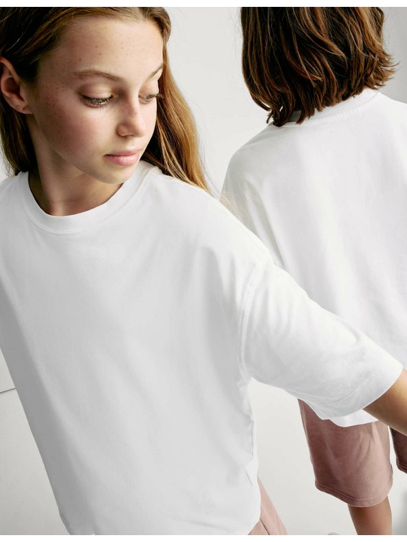 Marks & Spencer Jednobojna majica od čiste pamuke (2–16 godina) Marks & Spencer bijela