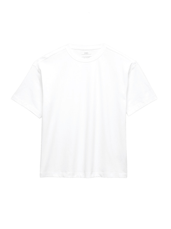 Marks & Spencer Jednobojna majica od čiste pamuke (2–16 godina) Marks & Spencer bijela