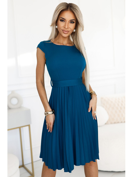 numoco Klasična plisirana haljina s kratkim rukavima i remenom marke Numoco