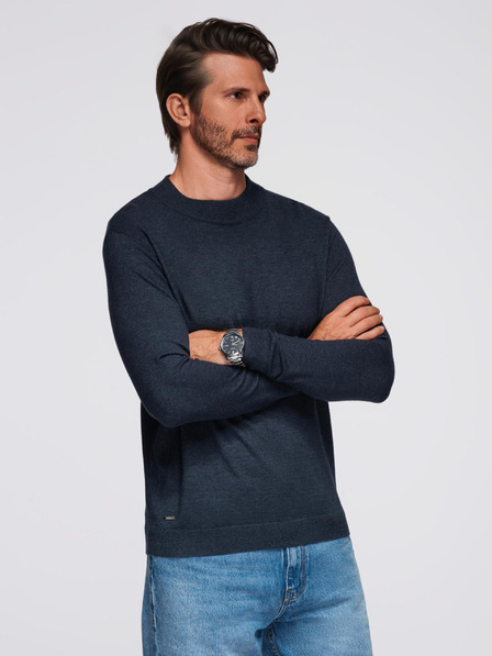 Ombre Clothing Muška pletena dolčevita od viskoze - tamnoplava V4 OM-SWTN-0125 Ombre odjeća