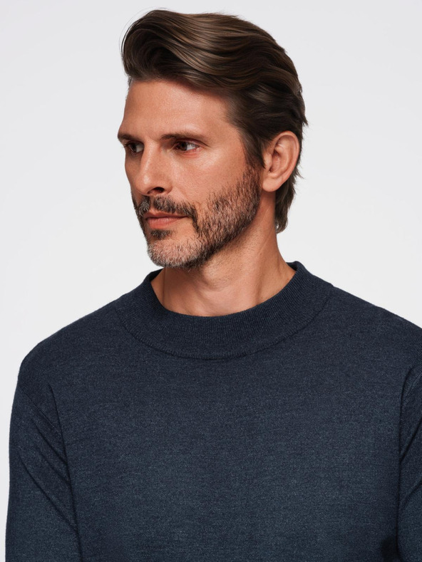 Ombre Clothing Muška pletena dolčevita od viskoze - tamnoplava V4 OM-SWTN-0125 Ombre odjeća