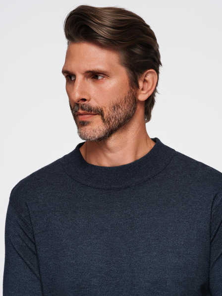 Ombre Clothing Muška pletena dolčevita od viskoze - tamnoplava V4 OM-SWTN-0125 Ombre odjeća