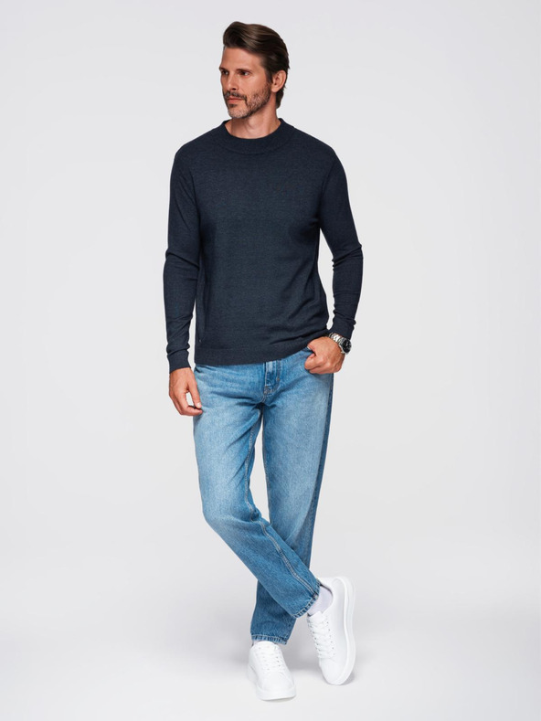 Ombre Clothing Muška pletena dolčevita od viskoze - tamnoplava V4 OM-SWTN-0125 Ombre odjeća