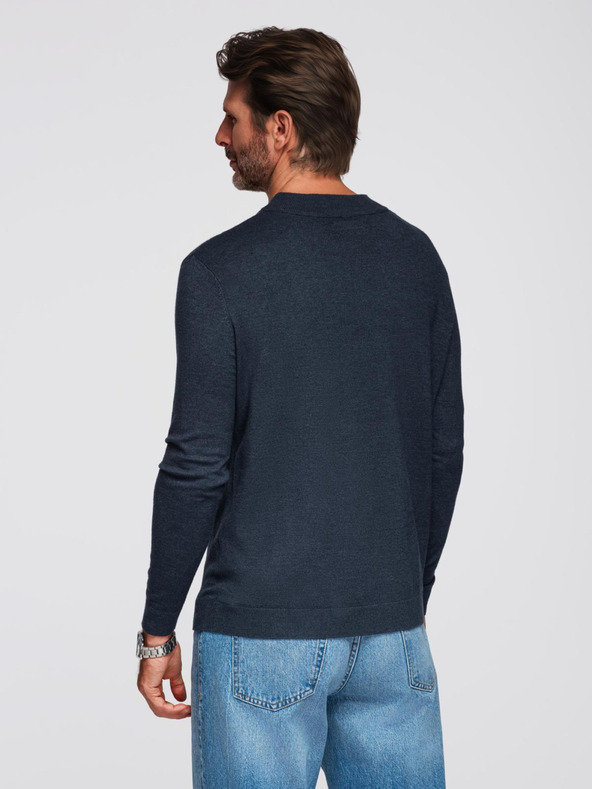 Ombre Clothing Muška pletena dolčevita od viskoze - tamnoplava V4 OM-SWTN-0125 Ombre odjeća