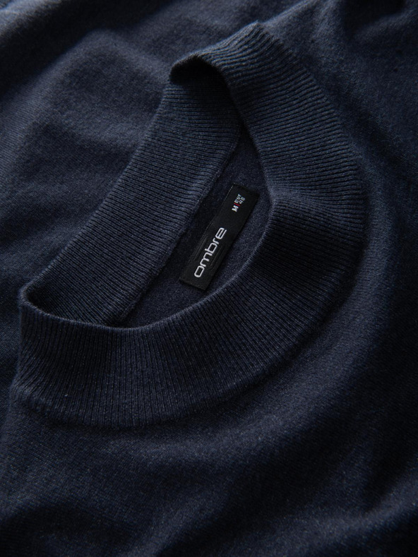 Ombre Clothing Muška pletena dolčevita od viskoze - tamnoplava V4 OM-SWTN-0125 Ombre odjeća