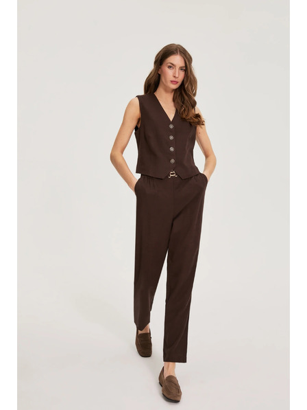 Moodo Hlače sa primjesom lana smeđe Moodo