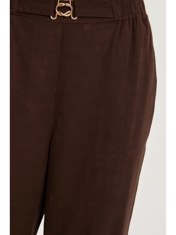 Moodo Hlače sa primjesom lana smeđe Moodo