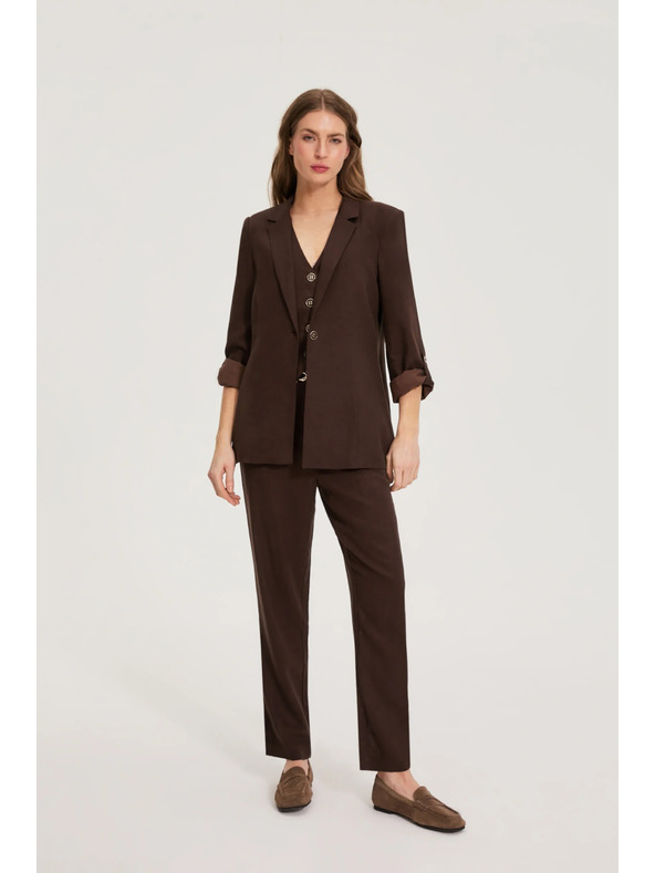 Moodo Hlače sa primjesom lana smeđe Moodo