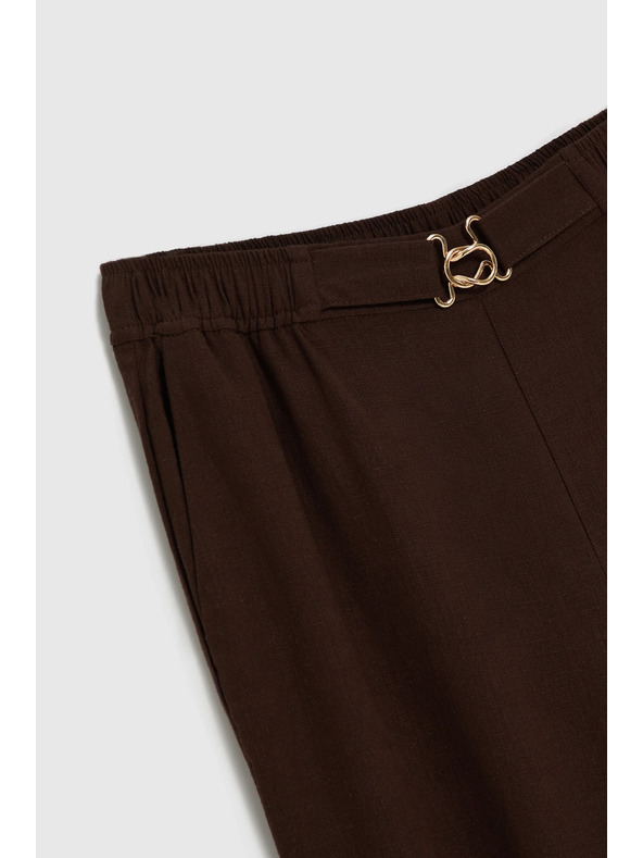 Moodo Hlače sa primjesom lana smeđe Moodo