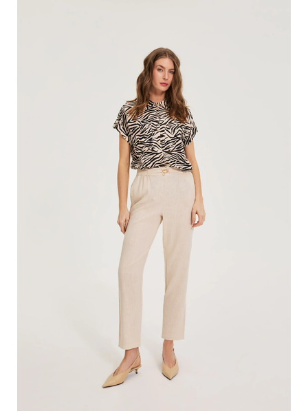 Moodo Hlače sa primjesom lana bež Moodo
