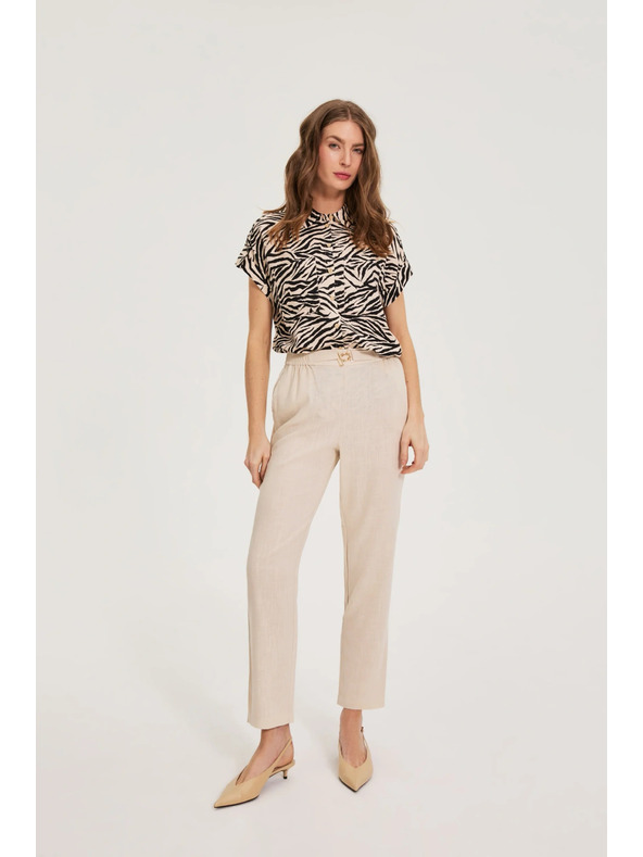 Moodo Hlače sa primjesom lana bež Moodo