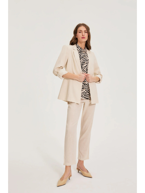 Moodo Hlače sa primjesom lana bež Moodo