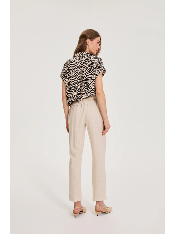 Moodo Hlače sa primjesom lana bež Moodo