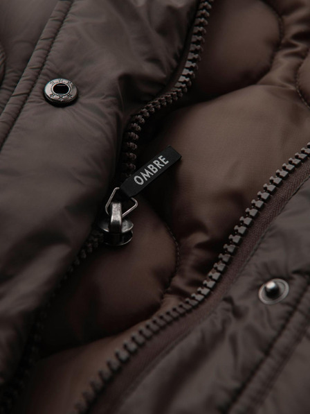 Ombre Clothing Muška prošivana jakna košuljastog kroja - khaki V3 OM-JALP-0215 Ombre Clothing