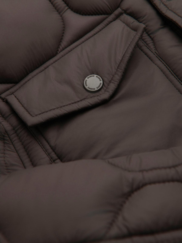 Ombre Clothing Muška prošivana jakna košuljastog kroja - khaki V3 OM-JALP-0215 Ombre Clothing