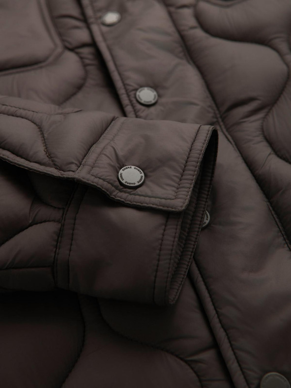 Ombre Clothing Muška prošivana jakna košuljastog kroja - khaki V3 OM-JALP-0215 Ombre Clothing