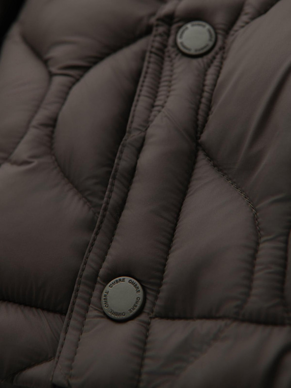 Ombre Clothing Muška prošivana jakna košuljastog kroja - khaki V3 OM-JALP-0215 Ombre Clothing