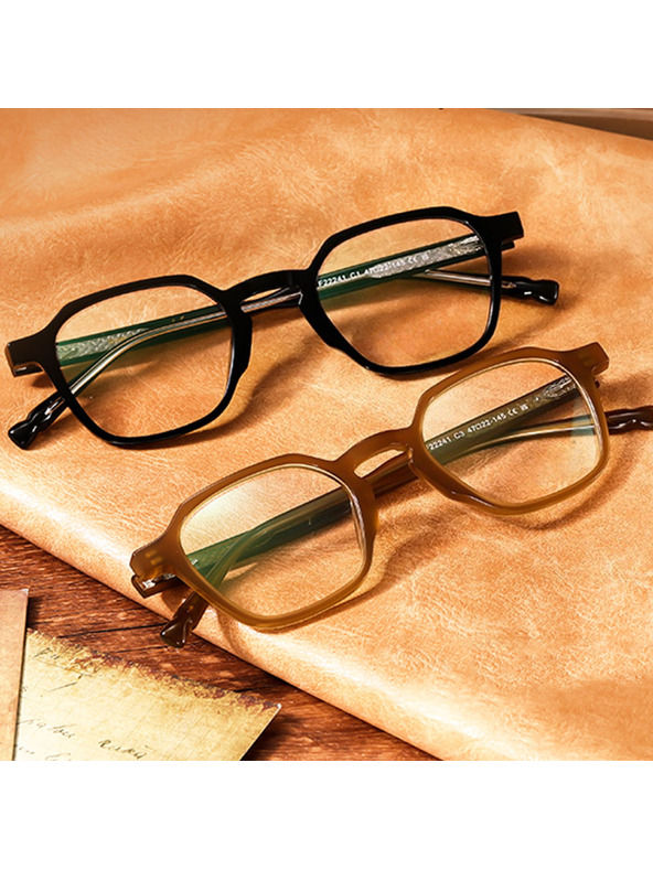 VEYREY VeyRey kutne acetatne sunčane naočale Zuwn crna/visebajna/zelena okvir prozirna stakla