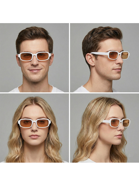 VEYREY VeyRey kutne sunčane naočale Nonmock bijela obruba zuta stakla